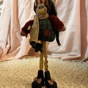 Whimsical Holiday Plush Doll with Red and Green Accents